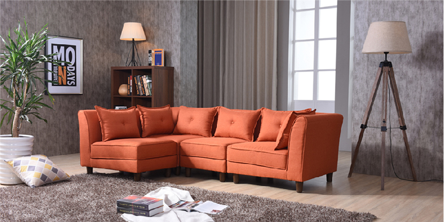 Mara Modular Fabric Sofa (Rust)